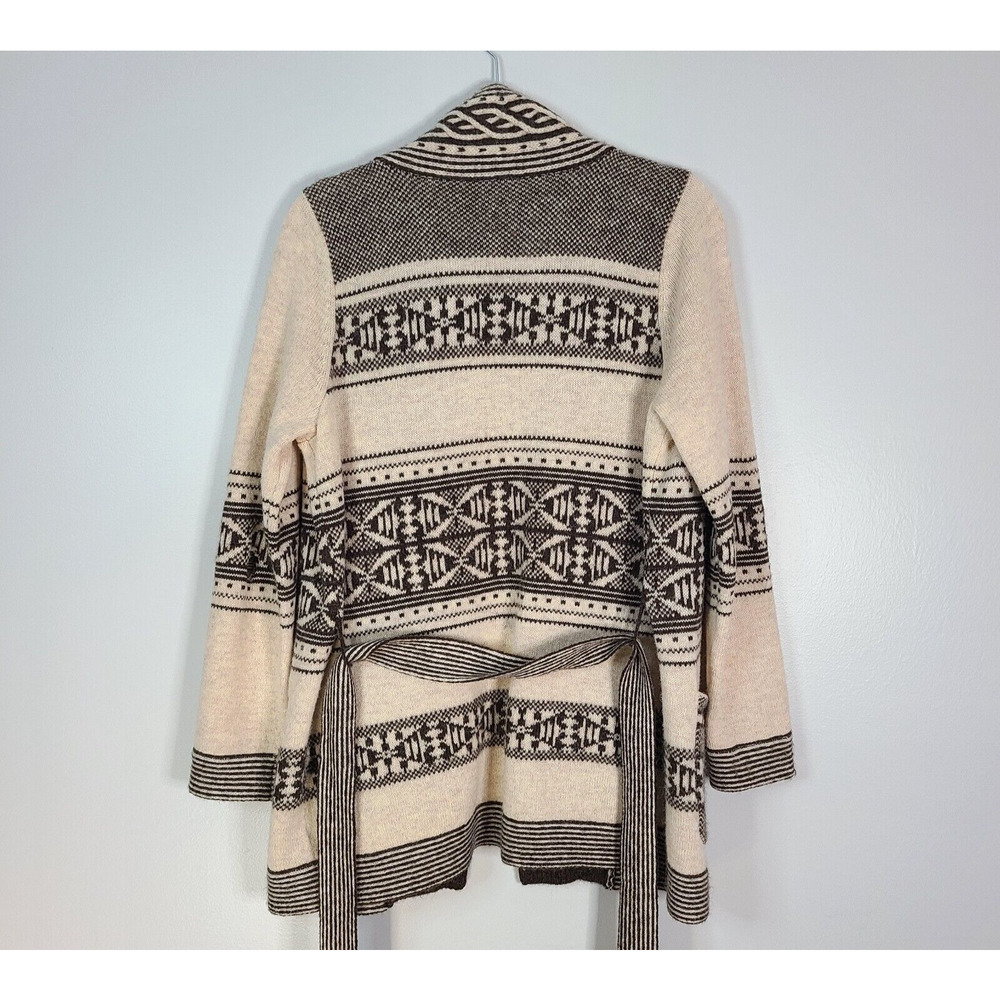PENDLETON Wool Alpaca Discovery Cardigan Medium Petite Brown Cream Western FLAW - Picture 3 of 16